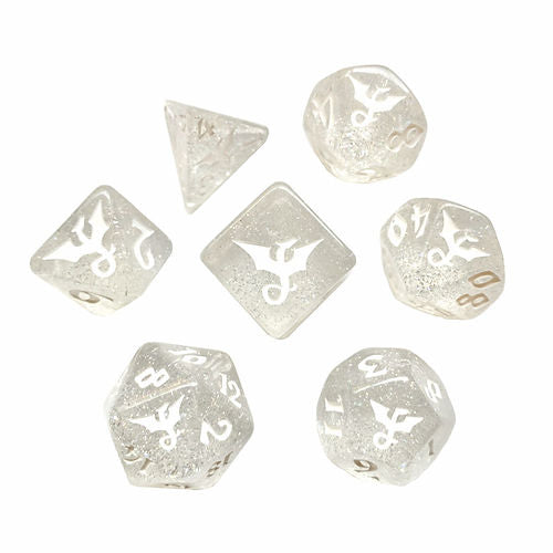 Black Oak Workshop Dragon Polyhedral Dice Set: Silverclaw (Glitter)