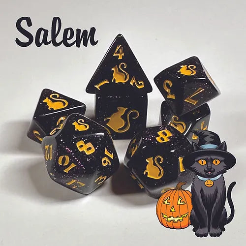 Black Oak Workshop Salem Kitty-Clacks Polyhedral Dice Set