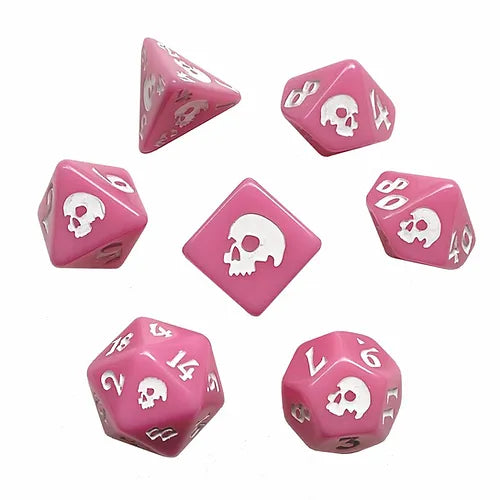 Black Oak Workshop Black Death Polyhedral Dice Set Pink Death