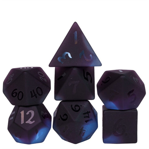 Phantom Black Frost Coloured Glass Polyhedral Dice Set