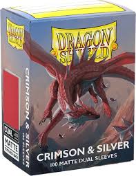 Dragon Shield Matte Dual Sleeve - Crimson & Silver 100ct