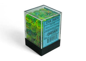 36D6 Gemini Plasma Green - Teal / Orange Dice Block - 12mm
