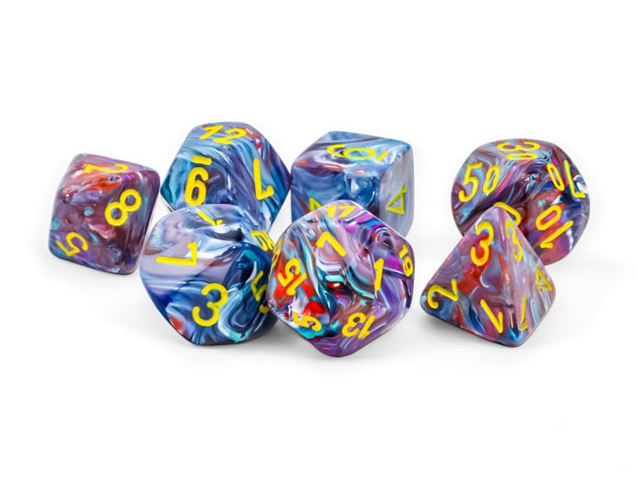 Chessex Festive Mosaic w/ Yellow Dice Block Mega-Hedral