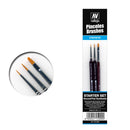 Vallejo Pro Round Synthetic Brush with Triangular Handle Starter Set 1 - 3/0 - 4