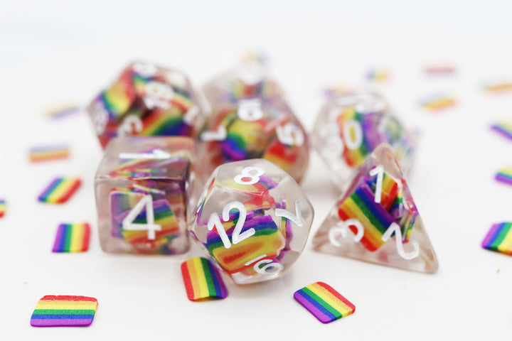 Rainbow Flag Polyhedral Dice Set