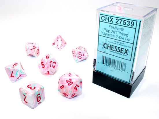 Polyhedral Festive Pop Art w/ Red Dice Sets