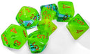 Polyhedral Gemini Plasma Green - Teal w/ Orange Dice Sets