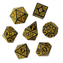 Fate's Diviners - Yellow Celtic Knot Polyhedral Dice Set