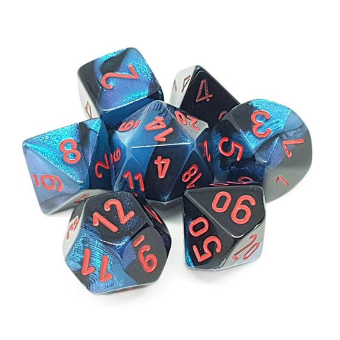 Polyhedral Gemini Black - Starlight w/ Red Dice Sets