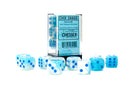 12D6 Gemini Pearl Turquoise - White / Blue Dice Block - 16mm