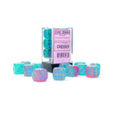 12D6 Gemini Translucent Gel Green - Pink / Blue Dice Block - 16mm