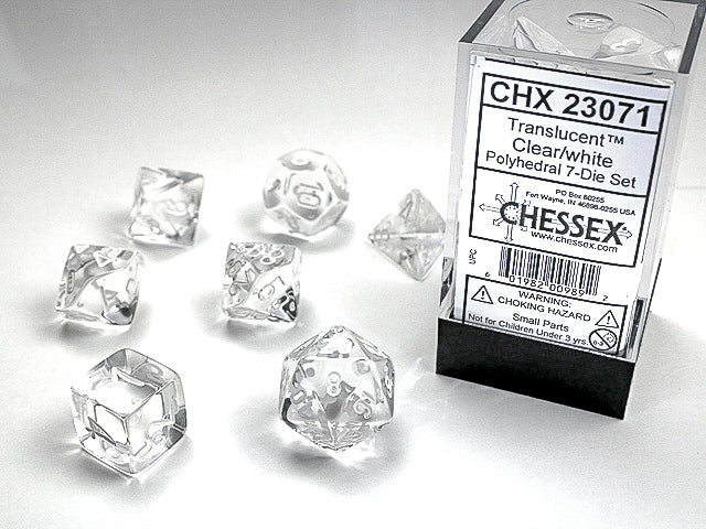Polyhedral Translucent Clear Dice Sets