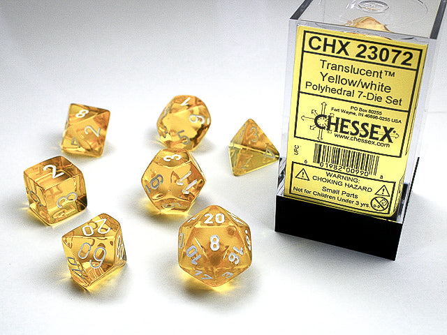 Polyhedral Translucent Yellow Dice Sets