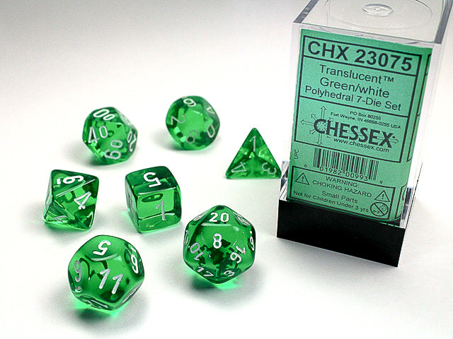Polyhedral Translucent Green Dice Sets