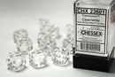 12D6 Translucent Clear w/ White Dice Block - 16mm