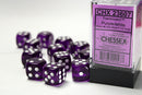 12D6 Translucent Purple w/ White Dice Block - 16mm