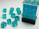36D6 Translucent Teal w/ White Dice Block - 12mm