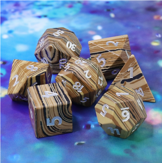 Timber Sandstone Polyhedral Gemstone Dice Set