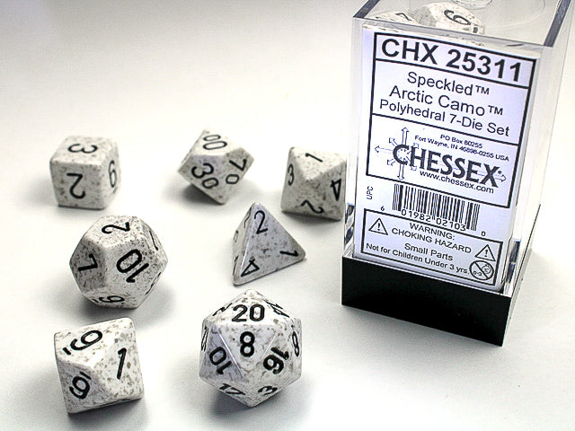 Polyhedral Speckled Arctic Camo Dice Sets