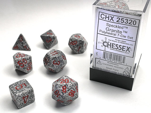 Polyhedral Speckled Granite Dice Sets
