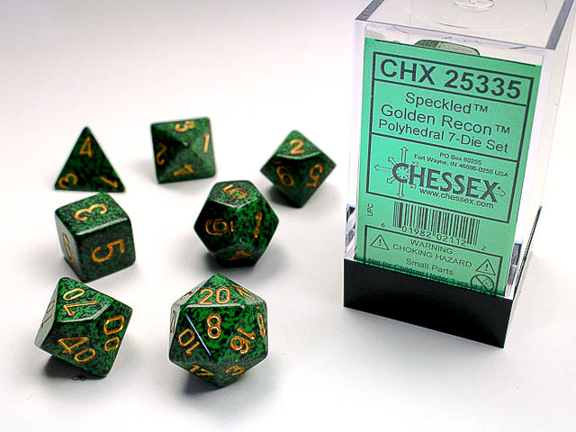 Polyhedral Speckled Golden Recon Dice Sets