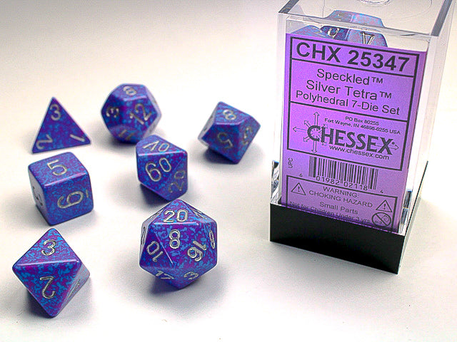 Polyhedral Speckled Silver Tetra Dice Sets