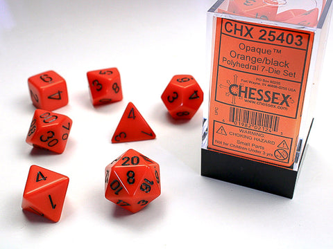 Polyhedral Opaque Orange w/Black Dice Sets