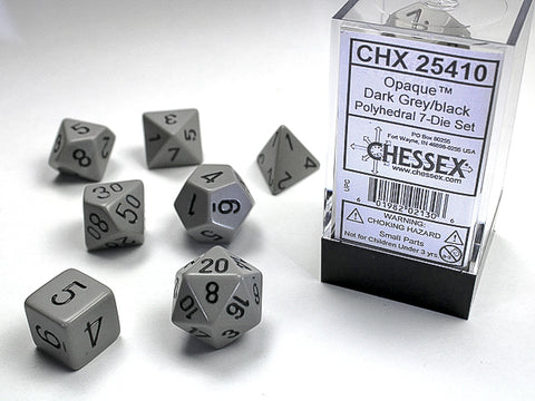 Polyhedral Opaque Dark Grey w/ Black Dice Sets
