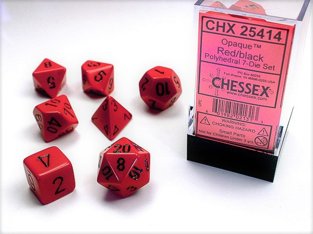 Polyhedral Opaque Red w/ Black Dice Sets