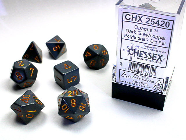 Polyhedral Opaque Darker Grey w/ Copper Dice Sets