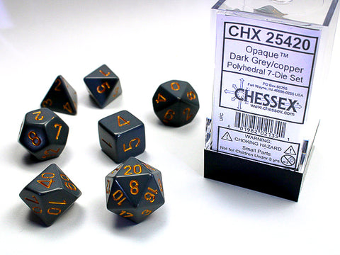 Polyhedral Opaque Darker Grey w/ Copper Dice Sets