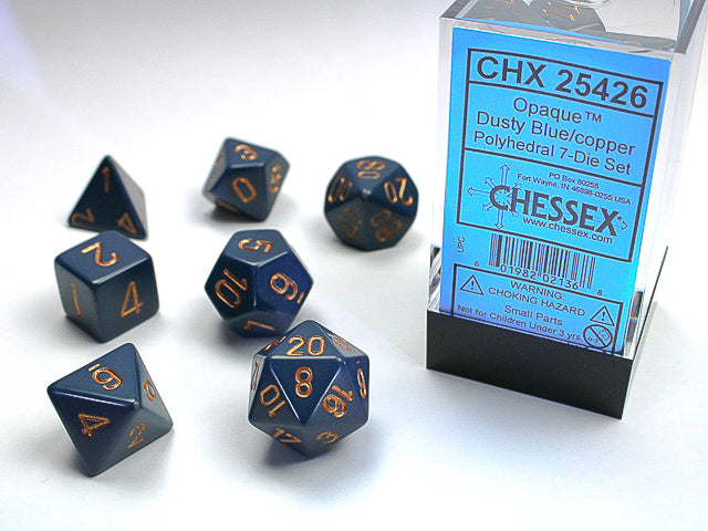 Polyhedral Opaque Dusty Blue w/ Copper Dice Sets