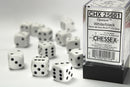 12D6 Opaque White w/ Black Dice Block - 16mm