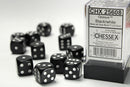 12D6 Opaque Black w/ White Dice Block - 16mm