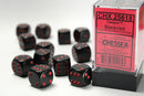 12D6 Opaque Black w/ Red Dice Block - 16mm
