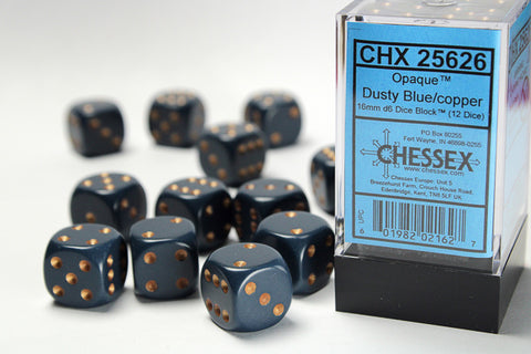 12D6 Opaque Dusty Blue w/ Copper Dice Block - 16mm