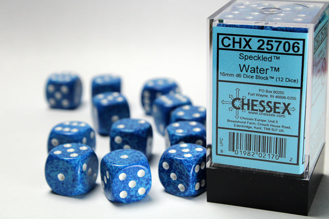 12D6 Speckled Water Dice Block - 16mm