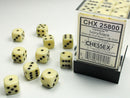 36D6 Opaque Ivory w/ Black Dice Block - 12mm