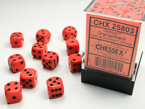 36D6 Opaque Orange w/ Black Dice Block - 12mm