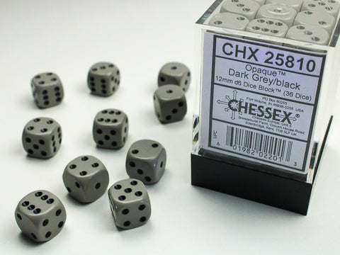 36D6 Opaque Dark Grey w/ Black Dice Block - 12mm