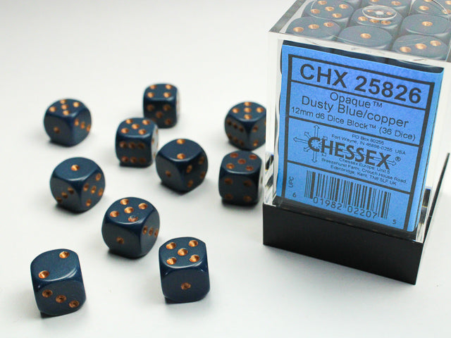 36D6 Opaque Dusty Blue w/ Copper Dice Block - 12mm