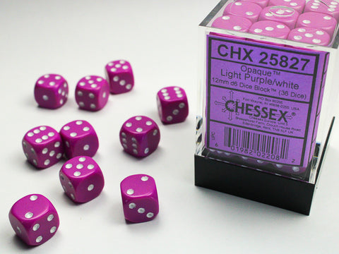 36D6 Opaque Light Purple w/ White Dice Block - 12mm
