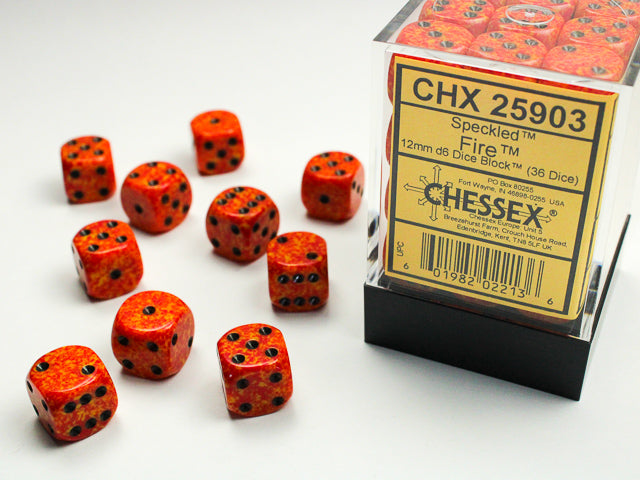 36D6 Speckled Fire Dice Block - 12mm