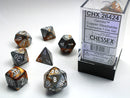 Polyhedral Gemini Copper Steel w/ White Dice Sets