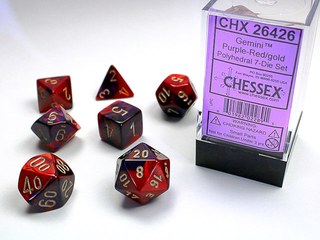 Polyhedral Gemini Purple - Red w/ Gold Dice Sets