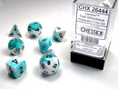Polyhedral Gemini Teal - White w/ Black Dice Sets