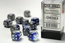 12D6 Gemini Blue - Steel w/ White Dice Block - 16mm