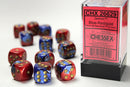 12D6 Gemini Blue - Red w/ Gold Dice Block - 16mm