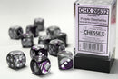 12D6 Gemini Purple - Steel w/White Dice Block - 16mm
