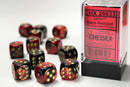 12D6 Gemini Black - Red w/ Gold Dice Block - 16mm